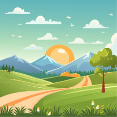 Obraz premium landscape with mountains and trees