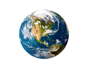 View of planet earth highlighting north and central america from space on transparent background