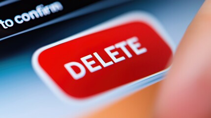 Close-up Red Delete Button on Screen