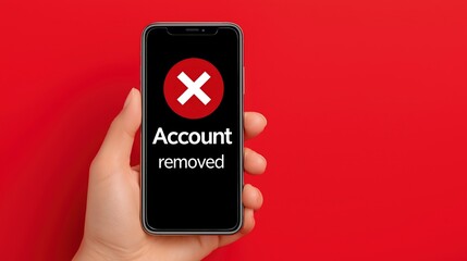 Smartphone display showing account removed message