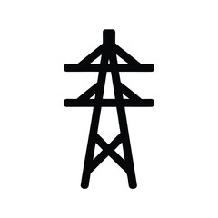 Naklejka premium Black silhouette of an electric power transmission tower on white background