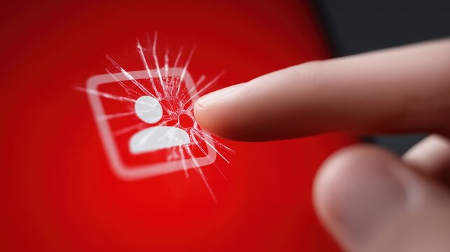 Finger Breaking User Icon On Red Screen