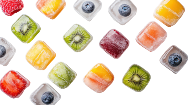 Colorful diamond shaped candies with fruit pieces and berries - Powered by Adobe
