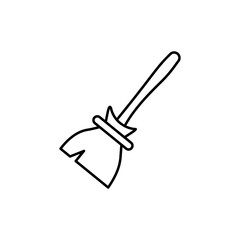 Simple outline illustration of a classic broom, perfect for cleaning-related designs, household chore graphics, or as a charming element in magical and spooky themed projects