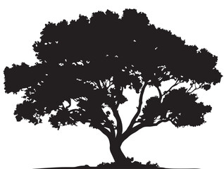 Obraz premium Peaceful Tree And Deer Composition 2D Vector Line Art Graphic