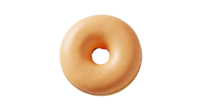 Isolated doughnut with a light beige coating, delicious and sweet, ready to be eaten