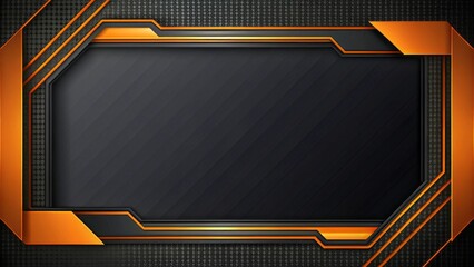 Futuristic abstract background with sleek orange geometric frame and dark texture.