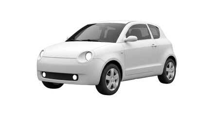 Fototapeta premium Isolated image of a small white car, an eco friendly compact city vehicle in studio shot