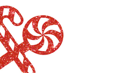 Red Glitter Christmas Candy Cane and Lollipop Design