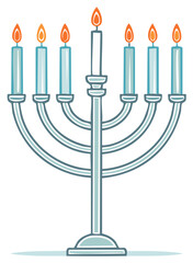 Fototapeta premium Menorah illustration with lit candles for celebrations