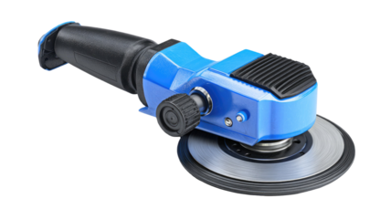 Electric angle grinder tool with metal cutting disc used for industrial construction and workshop work isolated on white background