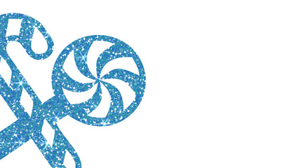 Blue Glitter Christmas Candy Cane and Lollipop Design