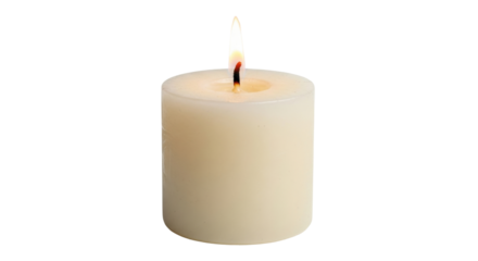 Isolated burning candle provides cozy atmosphere, gentle glow, soft light, warmth at night