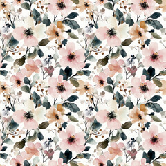 Floral Springtime Elegance: A harmonious symphony of delicate flowers and intricate foliage, a tapestry of soft colors and graceful forms. Perfect for spring.