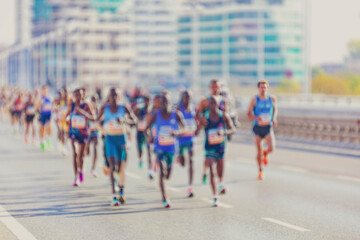 marathon runners in the city