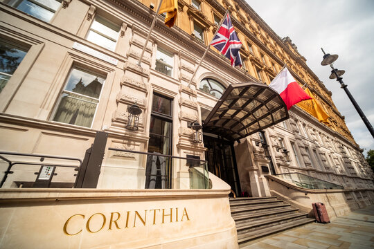 LONDON- The Corinthia London- five-star luxury hotel in central London, located on Whitehall near the River Thames, Trafalgar Square