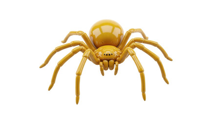 Isolated decorative spider, golden artificial Halloween arthropod, creepy crawly toy, insect