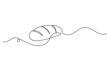 Bread loaf single continuous one line art minimalist outline isolated vector with white background  © Habiza19721