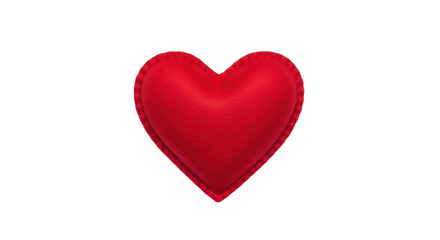 Isolated Red felt heart shape, romantic love symbol with embroidery for Valentine's Day
