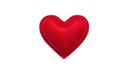 Isolated Red felt heart shape, romantic love symbol with embroidery for Valentine's Day