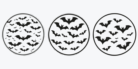 bats circle sketch illustration vector set