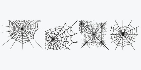 spiderweb sketch illustration vector set