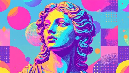 Colorful, stylized woman's bust