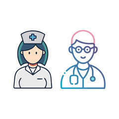 Doctor and nurse icons representing healthcare professionals