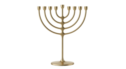 Isolated golden Hanukkah menorah ready for the Festival of Lights celebration on display