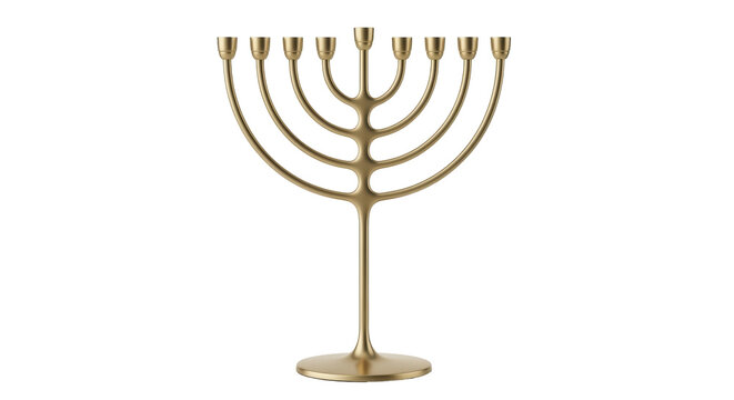 Isolated golden Hanukkah menorah ready for the Festival of Lights celebration on display