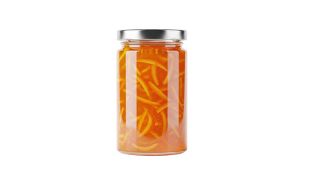 Isolated jar of orange marmalade, citrus fruit preserve with natural sweet flavor dessert