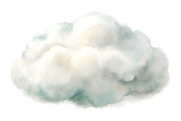 A fluffy white cumulus cloud with subtle blue undertones isolated on transparent background