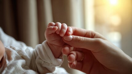 A miracle of new life a baby's hand embraced by hope in a dreamy sky at birth capturing the essence of love and connection