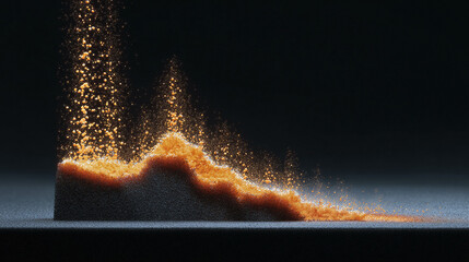 Abstract conceptual image showing dynamic data flow. The graphic shows loss, decline, volatility, or transition. Great for finance, tech, or business presentations.
