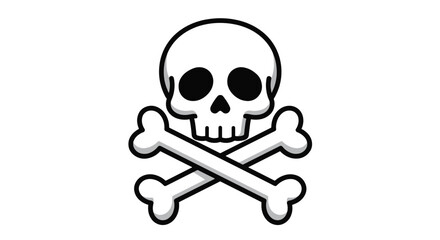 Cartoon Skull and Crossbones Symbol of Danger and Death.