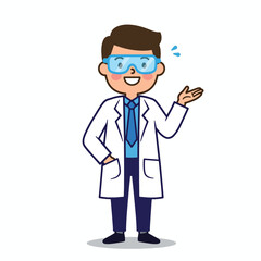 Cheerful Cartoon Scientist Wearing Safety Goggles and Lab Coat 1.