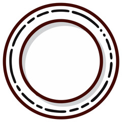 Stylized Ring Graphic with Dashed Marks and a Brown Border