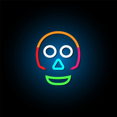Colorful neon skull line art on gradient background. Happy halloween party.