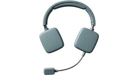 Isolated muted-green over-ear headphones with boom mic suitable for modern audio communications © Vetle