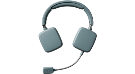 Isolated muted-green over-ear headphones with boom mic suitable for modern audio communications