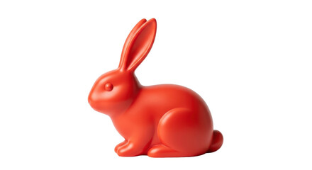 Isolated red toy rabbit in a studio shot used for commercial product advertising and promotion