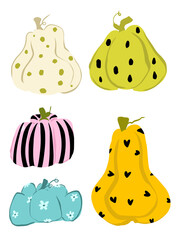 Colorful halloween  pumpkins set