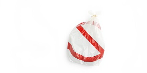 Prohibited plastic bag on white backdrop Eco concept,  stop,  contamination