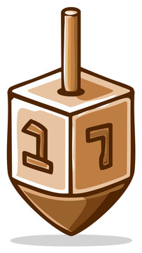 brown dreidel toy with numbers clip art preview