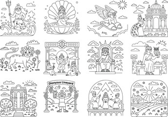 Greek Mythology Characters and Scenes for Coloring gods goddesses