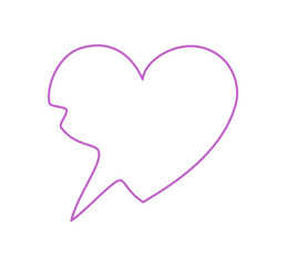Hand drawn heart speech box with squiggle line forms a bubble for chat or message. Outlined talk balloon icon with round shape, perfect as a unique box for communication, sticker, or icon in modern