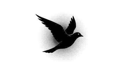 Silhouette of a Bird in Flight with Dotted Background.