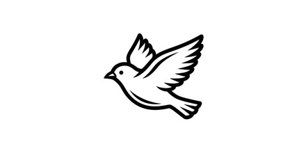 Obraz premium Simple Black Line Art Flying Dove Icon.