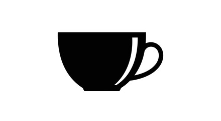 Simple black silhouette of a coffee cup on a white background perfect for minimalist designs and icons.
