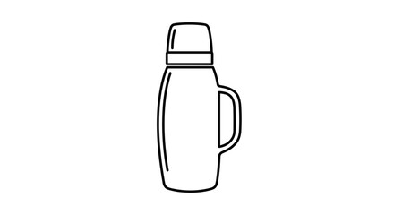 Simple Line Art Illustration of a Thermos Bottle.